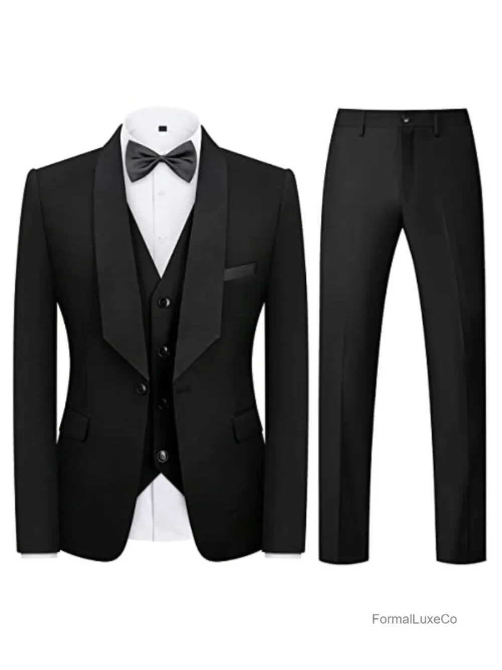 Men's 3-Piece Tuxedo Suit Shawl Lapel One Button Formal Wedding